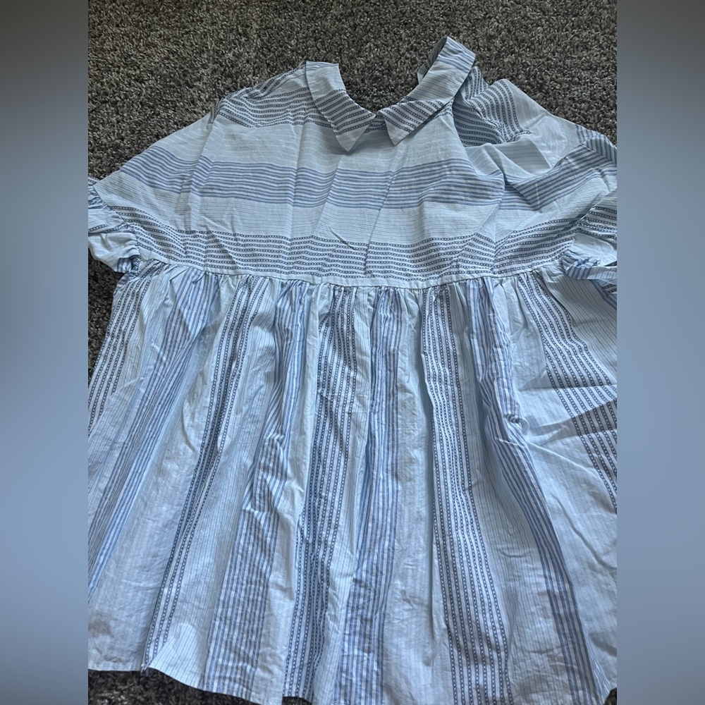 Zara striped flare collar shirt